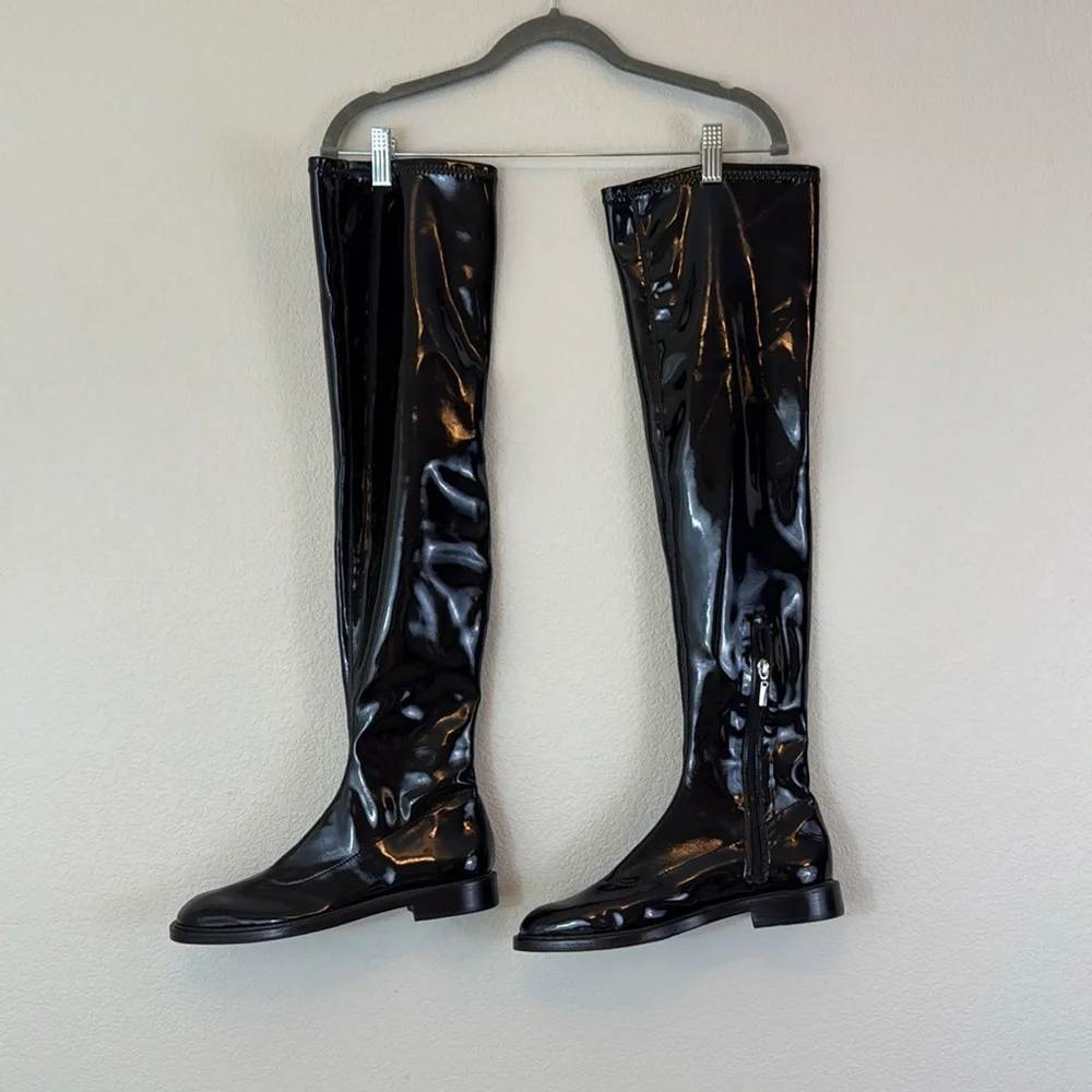 SCHUTZ‎ Kaolin Glossy Black Over The Knee Boots Size 7B